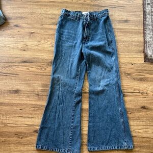 Doen Vintage-Inspired Dark Blue Wide Leg Jeans